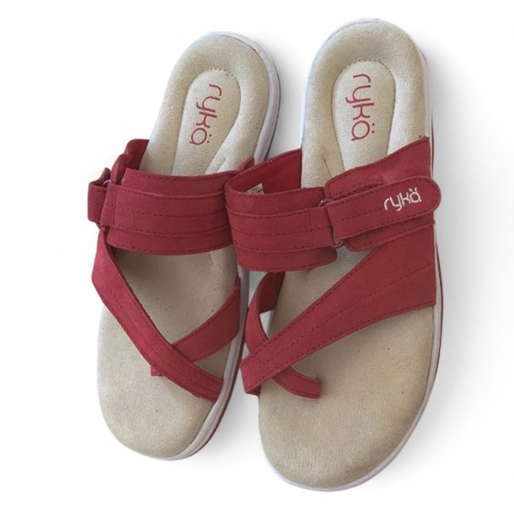 RYKA red suede COZI toe loop sandals 8.5 new